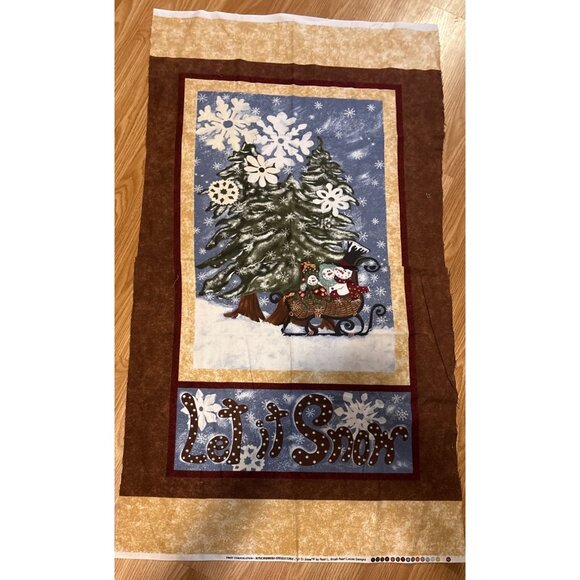 Christmas Panel Fabric Snowman Tree Let it Snow Pearl L. Krush Troy Corporation - Picture 3 of 7